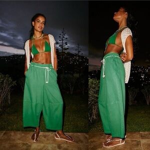 Free People Kayden Cotton Barrel Pants in green